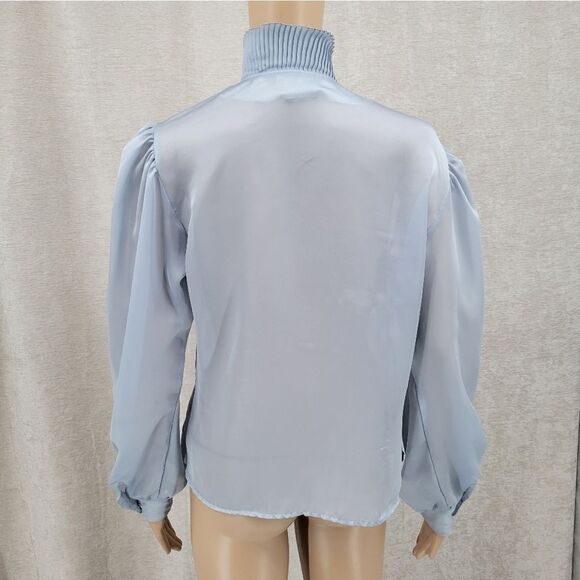 LANGTRY Gold Label Vintage Women's Ruffled Collar Placket Blouse - Picture 6 of 11